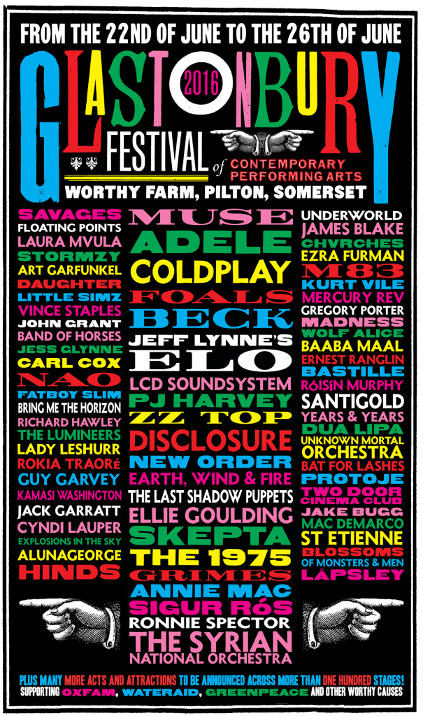 Glastonbury Festival 2016 Line-Up-Poster