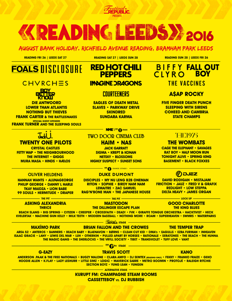 Reading + Leeds Festival 2016