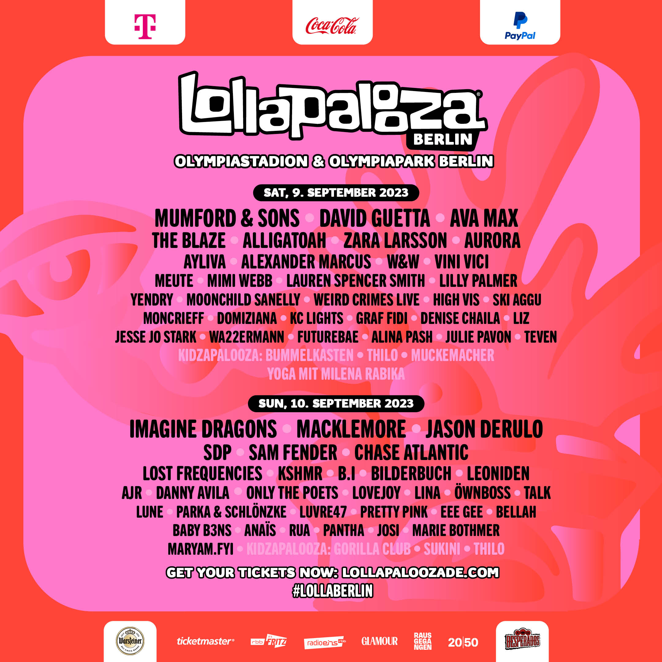 Lollapalooza Berlin 2023 - Lineup nach Tagen